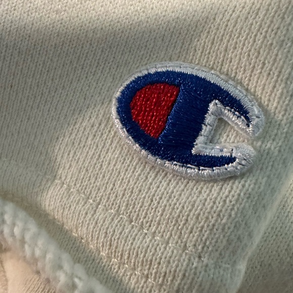 Champion White Short Sleeve Sweatshirt W/Drawstring Oversized - Picture 5 of 5